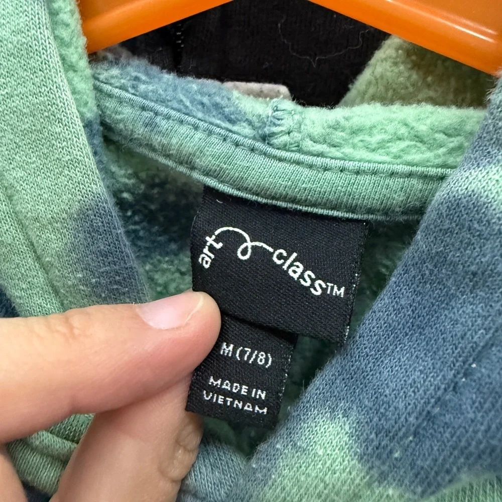 2/$15 Art Class Green and Blue Tie-Dye Hoodie